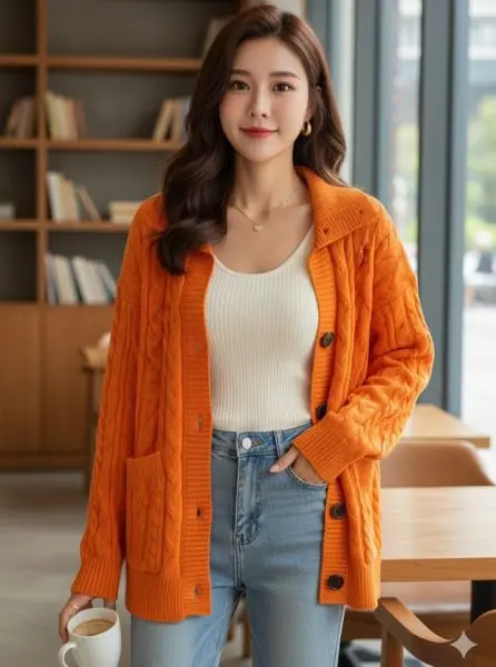 Wool Sweater With Front Bottom. It Should Have Shirt Color. Front Two Pocket.