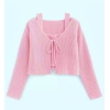 Wool Two Peice Cardigon With Strip Inner. Front Adjustable Knot.