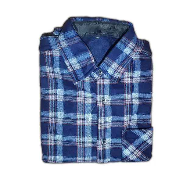 Woolen Check Shirt with Inner Fur for Men,,Warm Winter Shirt - Image 3