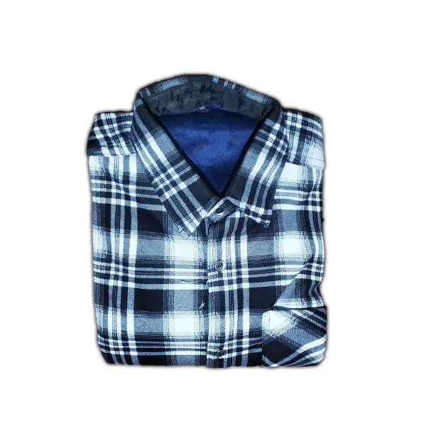 Woolen Check Shirt with Inner Fur for Men,,Warm Winter Shirt - Image 4