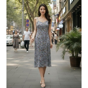 Wrinkal Printed One Peice Dress. Cool For Summer