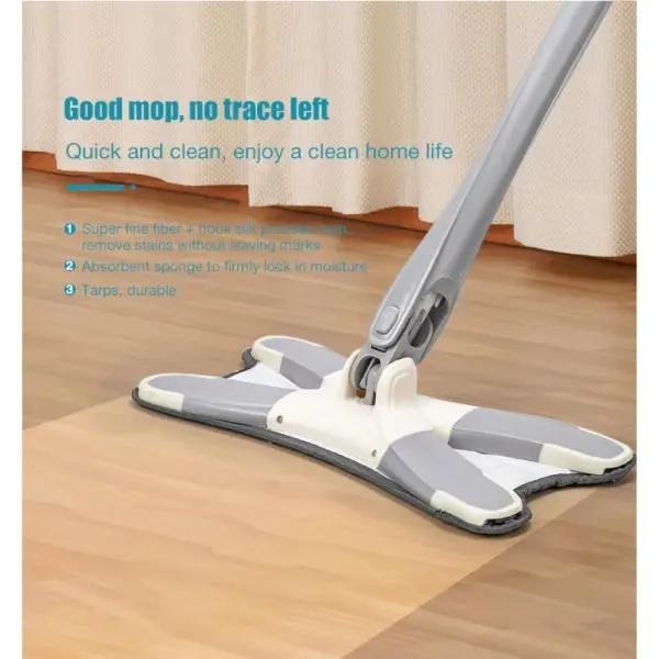 X Shape Microfiber Mop For Floor Cleaning Hands-Free Squeeze Microfiber Flat Mop System 360° Flexible Head - Image 3