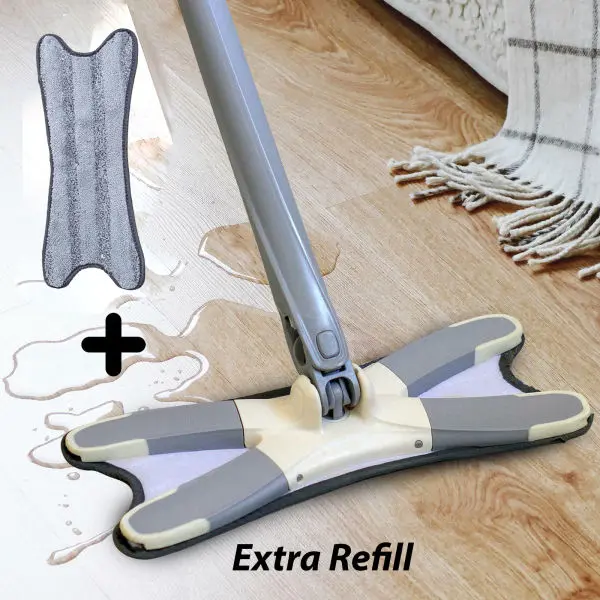 X Shape Microfiber Mop For Floor Cleaning Hands-Free Squeeze Microfiber Flat Mop System 360° Flexible Head - Image 4