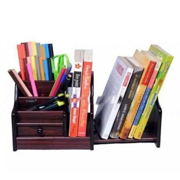 Xingli Brown Polished Multi-Functional Wooden Pen Stand/ Holder / Mobile Holder/ Visiting Card And Remote Stand - Image 5
