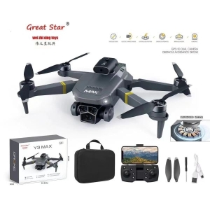 Y3 MAX Multicolor Folding Droone with 4K Dual Camera | 5-Sided Obstacle Avoidance | WiFi FPV Live Video | GPS Positioning | Gesture Selfie | 360° Flip | App + Remote Control Quadcopter Droone