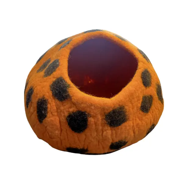 Yellow Color HandFelted Eco-Friendly Felt Cat House - Image 3