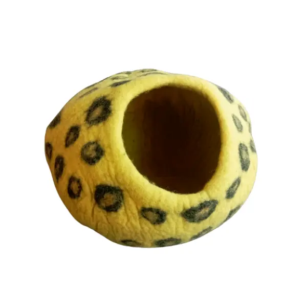 Yellow Color HandFelted Eco-Friendly Felt Cat House - Image 5
