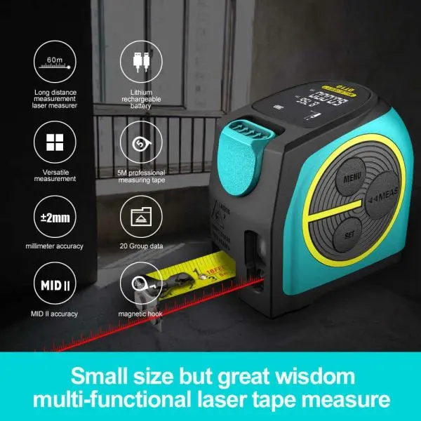 Youpin Mileseey DT10 Laser Tape Measure 2-in-1 Digital Laser Measure Laser Rangefinder with LCD Digital Display,Magnetic Hook - Image 5