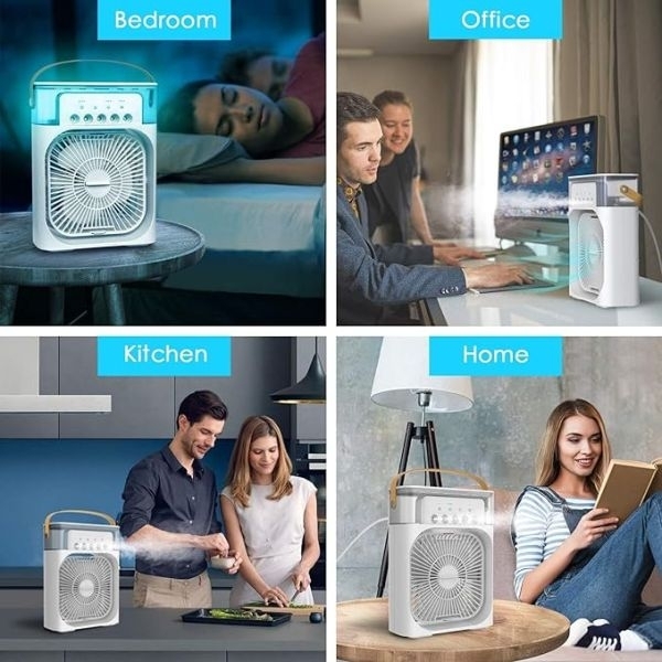YOXUE Portable Air Conditioner Fan , Mini Evaporative Air Cooler With LED Nightlight , Timer , 3 Wind Speeds And 3 Spray Modes For Home Office Bedroom Table And Desktop ( White ) - Image 5