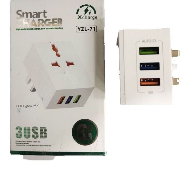 YZL-71 Smart Charger Adaptor 3USB With LED Light - Image 4