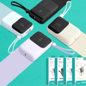 ZEQI ZE-X12 10000mAh 22.5W Fast Charging Mini Power Bank with Built-in Cable