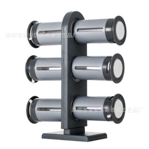 Zevro Magnetic Zero Gravity Spice Rack with Containers, Metallic / Gray