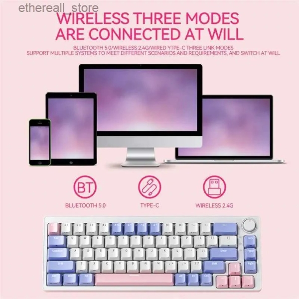 Zifriend ZA68 65% Mechanical Gaming Keyboard 68 Keys Hot Swappable Anti-ghosting 2.4G Wireless BT Mini RGB - Image 4