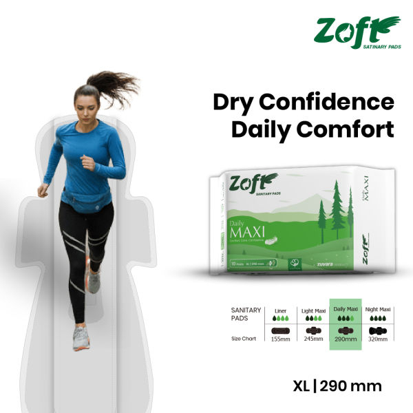 Zoft Daily Maxi Sanitary Pads - XL - 290 mm (Pack of 10) - Image 2