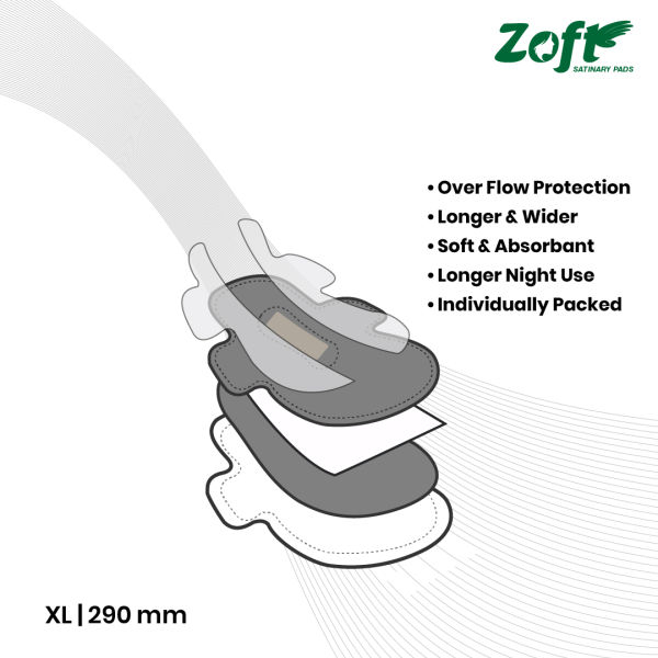 Zoft Daily Maxi Sanitary Pads - XL - 290 mm ((Pack of 10 * 3 Packets) - Image 4