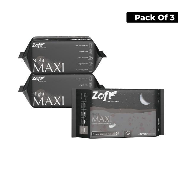 Zoft Night Maxi Sanitary Pads - XXL - 320 mm ( Pack of 8 * 3 Packets) - Image 2