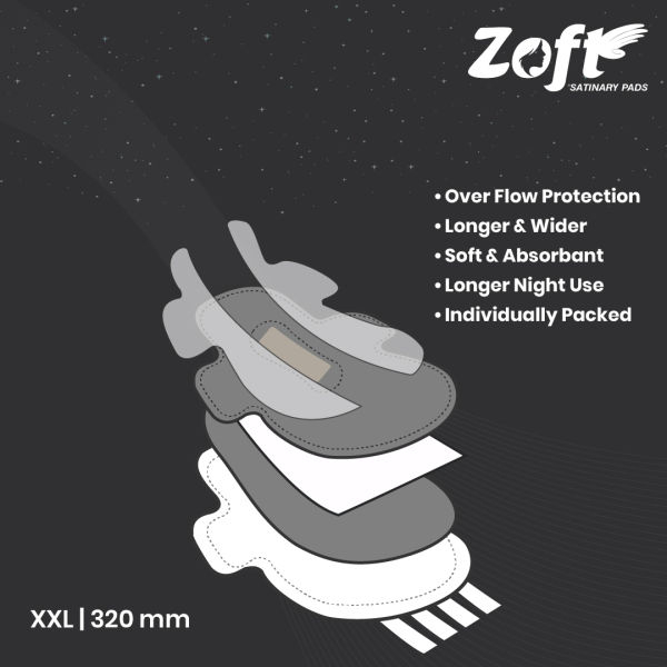 Zoft Night Maxi Sanitary Pads - XXL - 320 mm ( Pack of 8 * 3 Packets) - Image 5