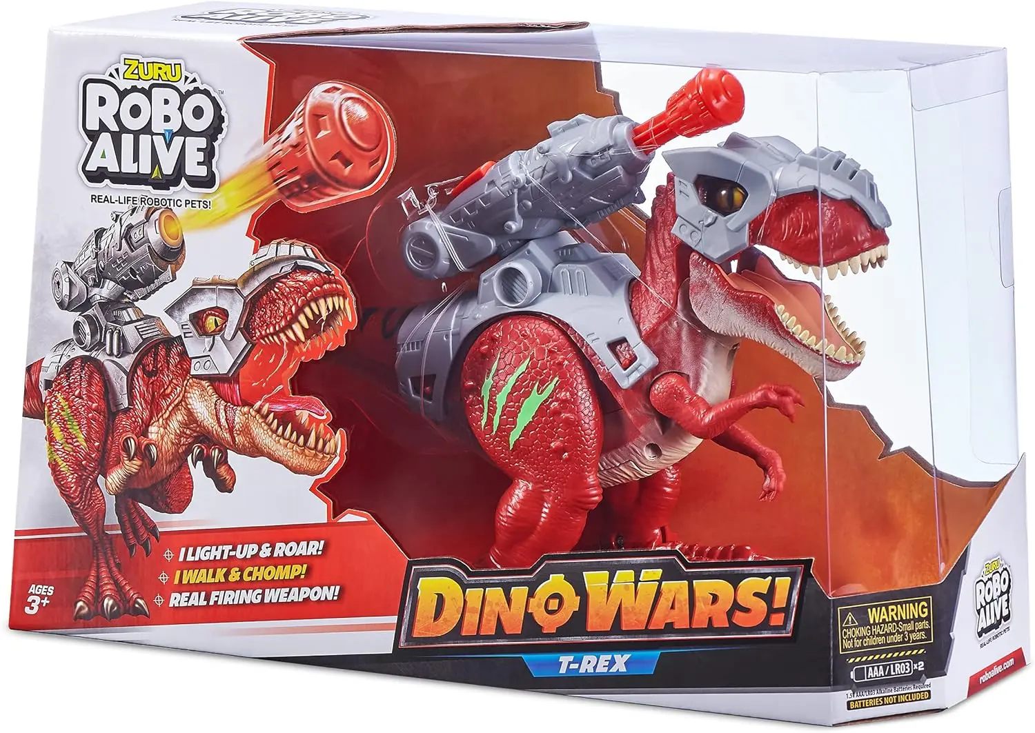 ZURU ROBO ALIVE-DINO WARS-SERIES 1 T-REX,Bulk,6pcs (No Inner,STDColor) -S001