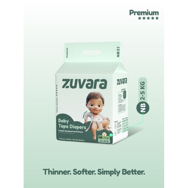 Zuvara Feather Diaper Taped - New Born (Pack Of 22) - Image 2