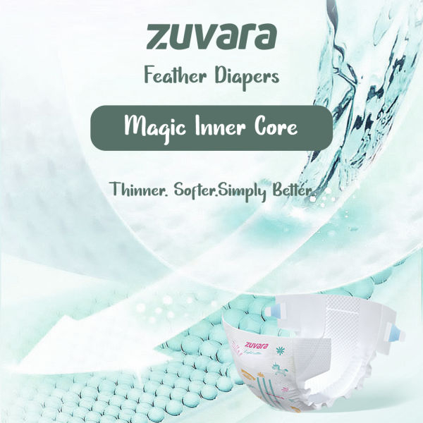 ZUVARA Feather Diaper Taped - New Born (Pack Of 22*2) - Image 2