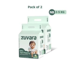 ZUVARA Feather Diaper Taped - New Born (Pack Of 22*2)