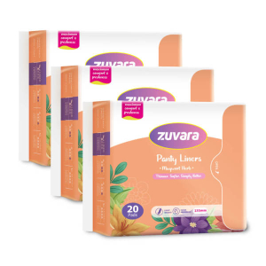 Zuvara Panty Liners | 155 mm (Pack of 20 * 3 Packets)