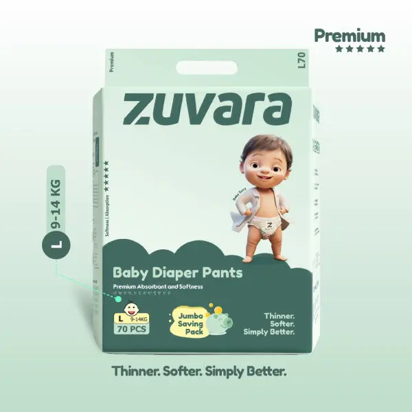 Zuvara Premium Diaper Pants - L (Pack Of 70) - Image 3