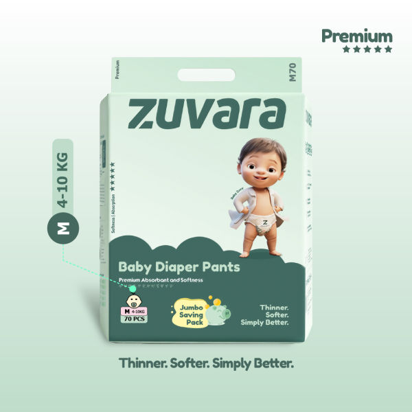 Zuvara Premium Diaper Pants - M (Pack Of 70) - Image 2