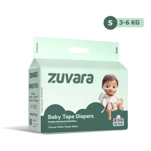 Zuvara Premium Taped Diaper - S (Pack Of 40)