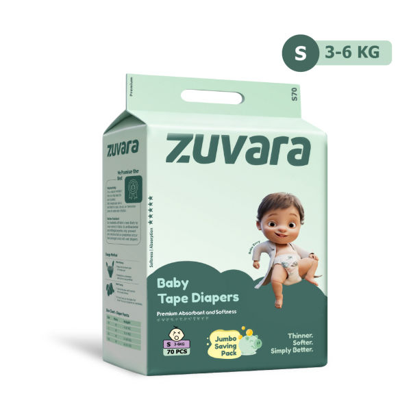 Zuvara Premium Taped Diaper - S (Pack Of 70) - Image 2