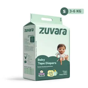 Zuvara Premium Taped Diaper - S (Pack Of 70)