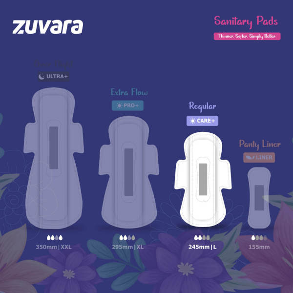 Zuvara Sanitary Pads - L - 245 mm (Pack of 10 * 3 Packets) - Care+ - Image 4