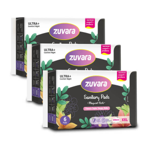 Zuvara Sanitary Pads - XXL - 350 mm (Pack of 6 * 3 Packets) - Ultra+