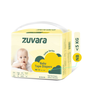 Zuvara Value Series Taped Diaper - NB (Pack of 32)