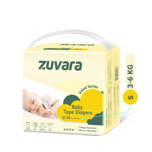 Zuvara Value Series Taped Diaper - S (Pack of 32)