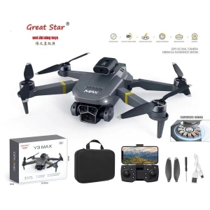 Y3 MAX Multicolor Folding Droone with 4K Dual Camera | 5-Sided Obstacle Avoidance | WiFi FPV Live Video | GPS Positioning | Gesture Selfie | 360° Flip | App + Remote Control Quadcopter Droone